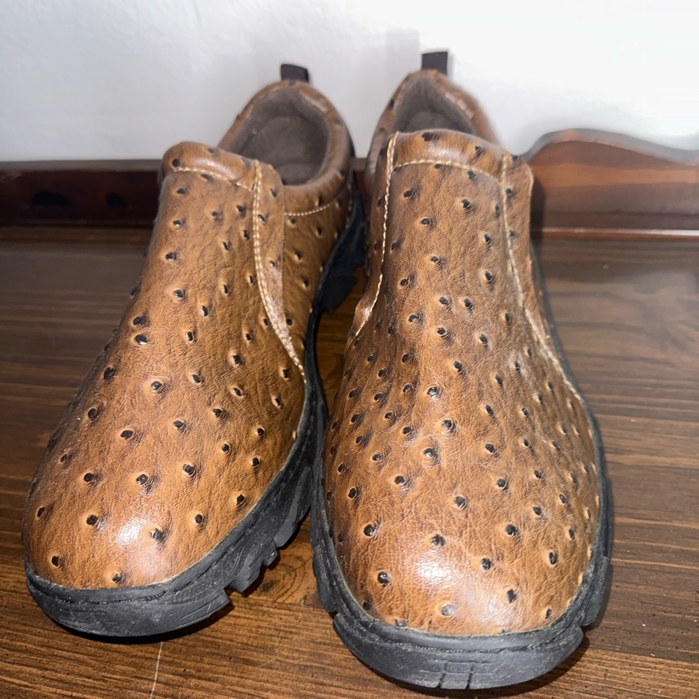 ROPER Mens Faux Ostrich Performance Slip On Casual Shoes - Brown 10